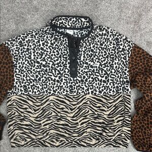 Vans Wild Patchwork Mock Neck Fleece Size Medium